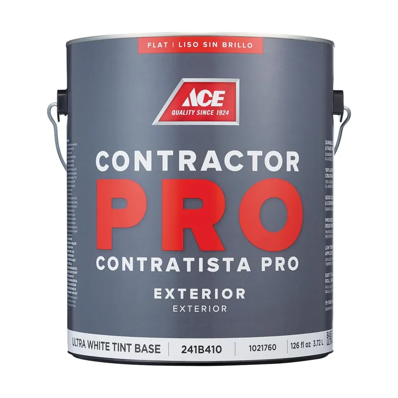Ace Contractor Pro Flat Tint Base Ultra White Exterior Paint 1 Gallon