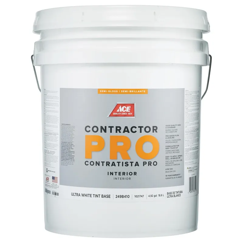 Ace Contractor Pro Semi-gloss Tint Base Ultra White Interior Paint 5 Gallon