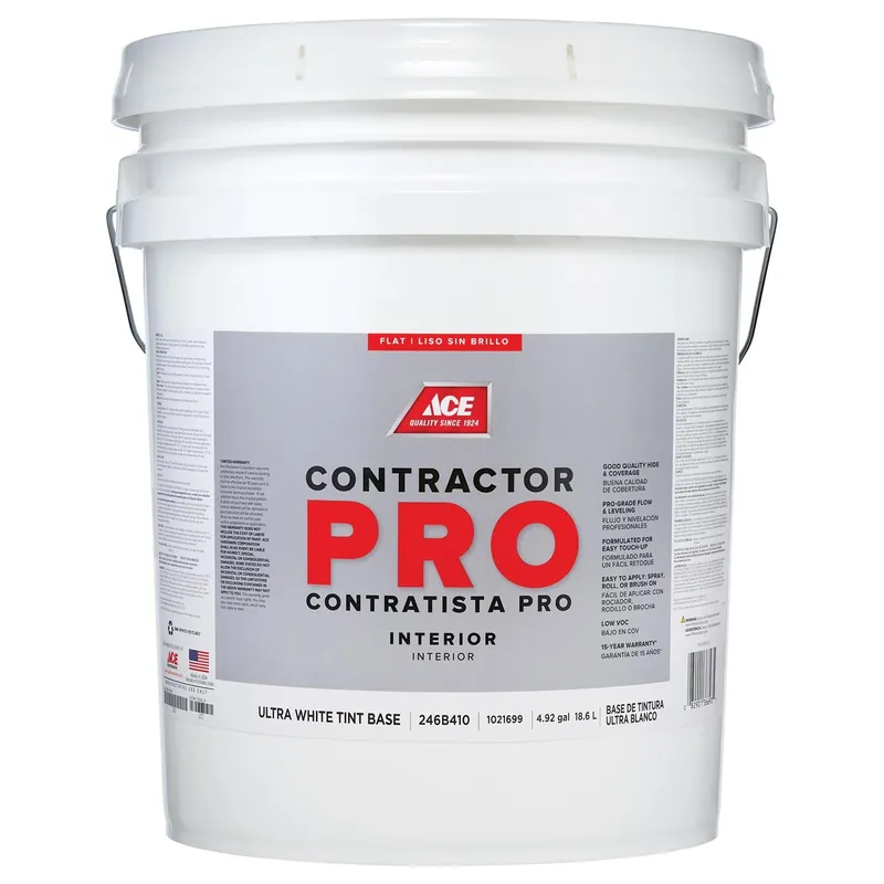 Ace Contractor Pro Flat Tint Base Ultra White Latex Paint Interior 5 Gallon