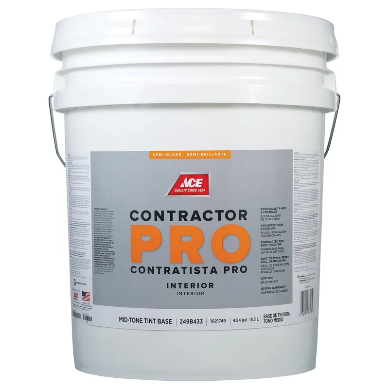 Ace Contractor Pro Semi-gloss Tint Base Mid-tone Interior Latex Paint 5 Gallon