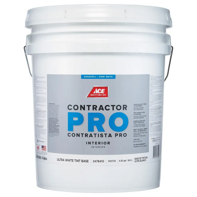Ace Contractor Pro Eggshell Tint Base Ultra White Interior Latex Paint 5 Gallon