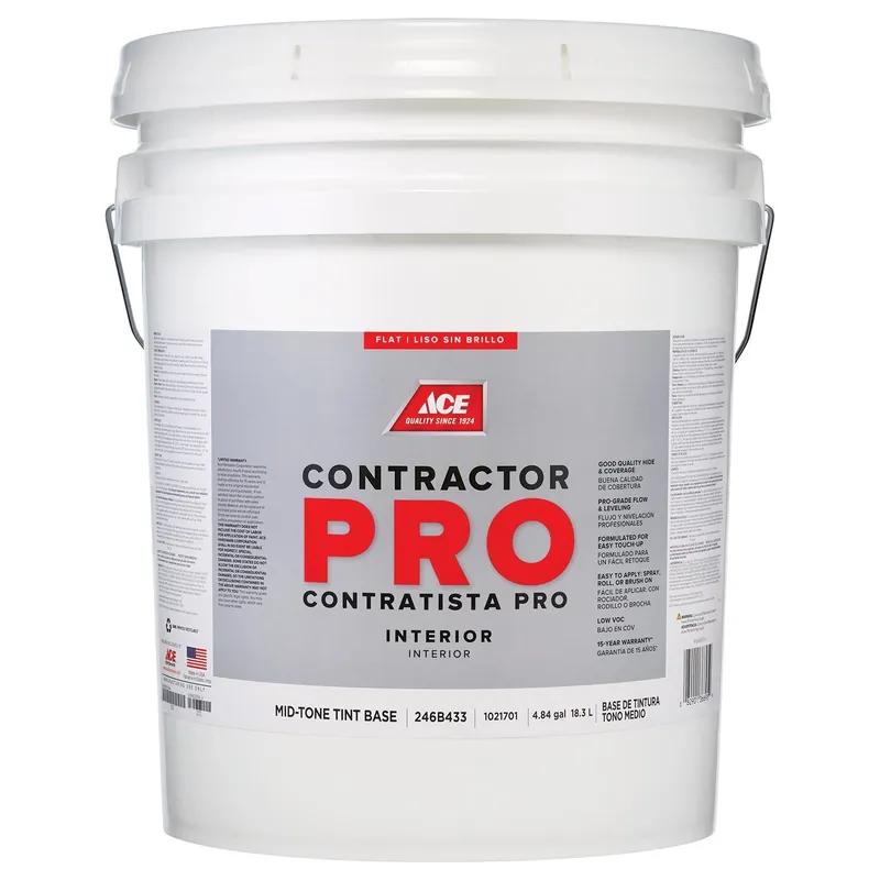 Ace Contractor Pro Flat Tint Base Mid-tone Latex Paint Interior 5 Gallon