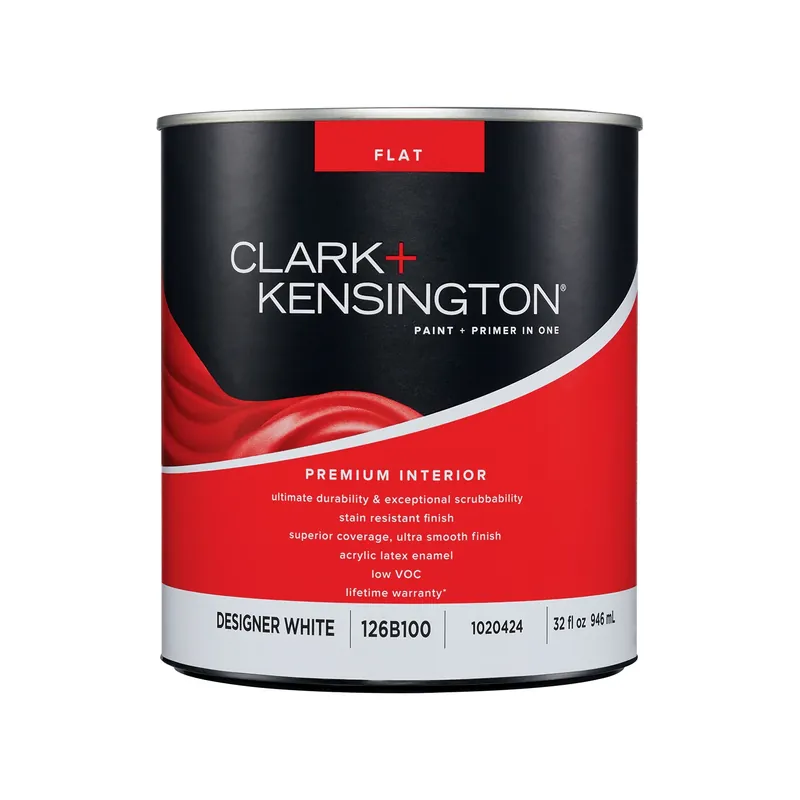 Flat Designer White Paint + Primer Interior 1 Quart - Premium Quality