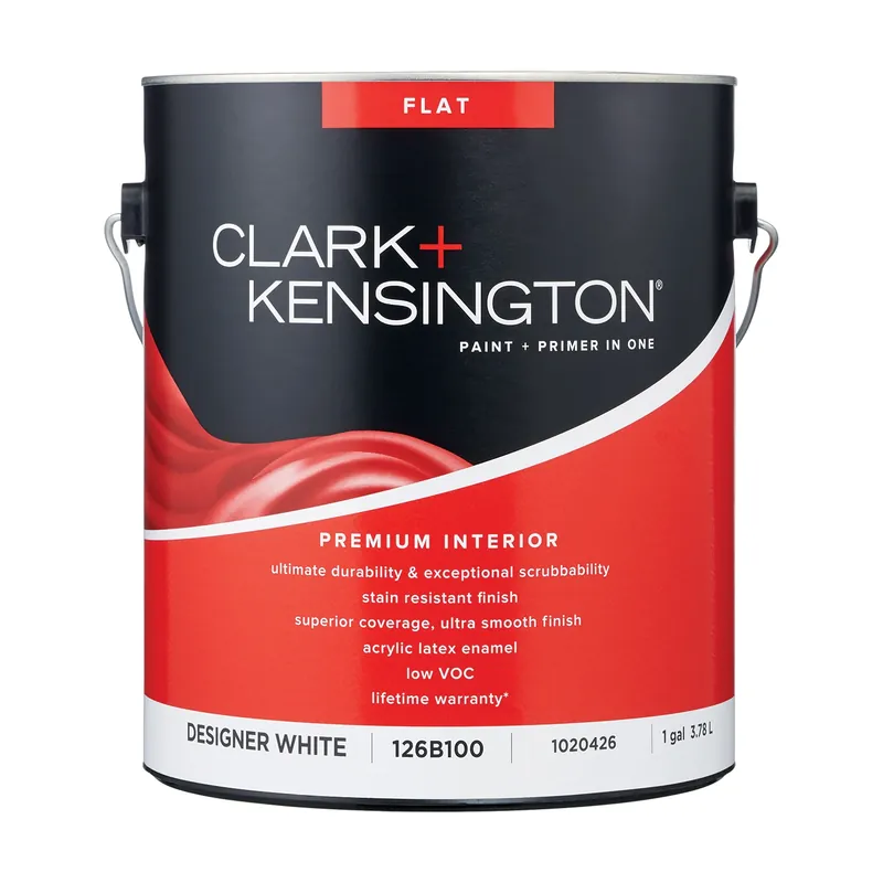 Flat Designer White Paint + Primer Interior 1 Gallon