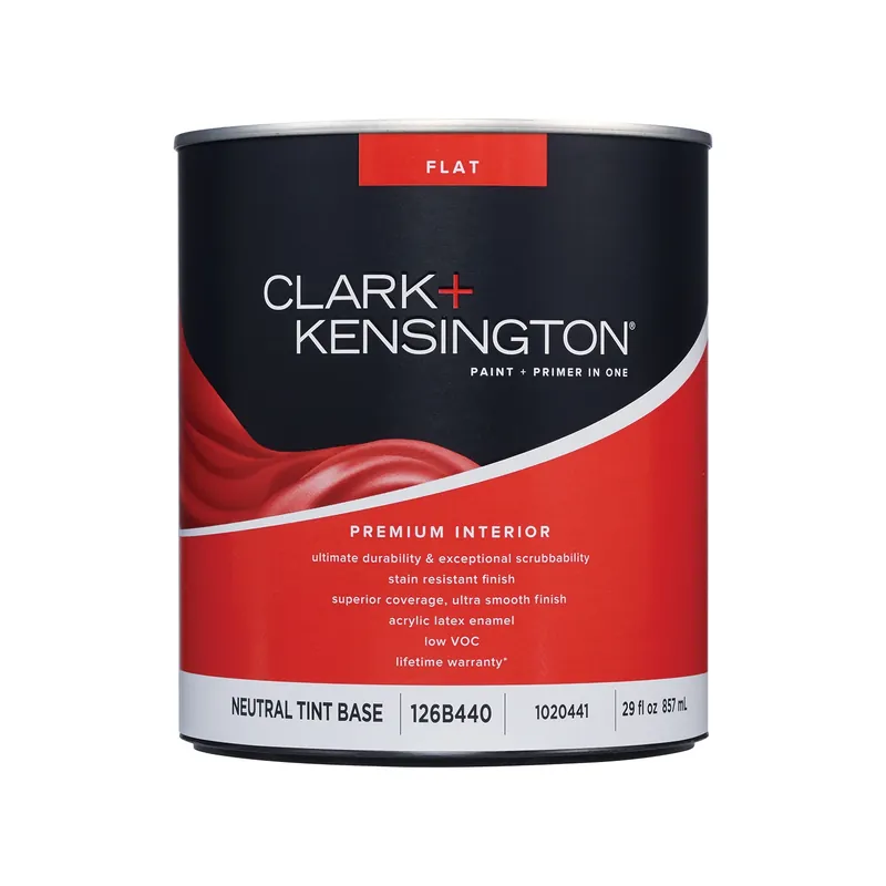 Clark+kensington Premium Interior Flat Tint Base Paint 1 Quart - Paint + Primer In One