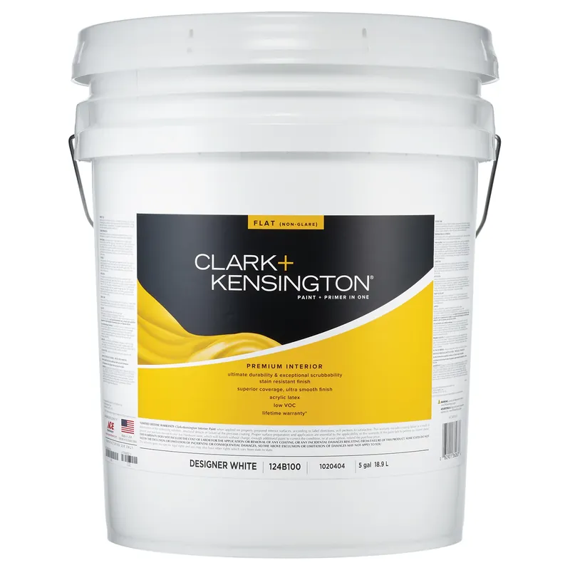 Flat Designer White Premium Interior Paint 5 Gallon