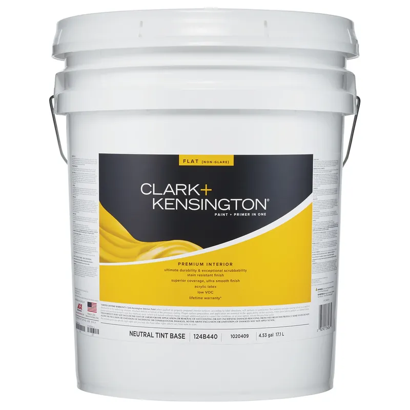Premium Interior Flat Tint Base Paint 5 Gallon - Paint + Primer In One