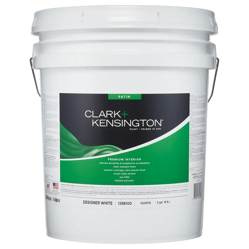 Satin Designer White Premium Interior Paint 5 Gallon