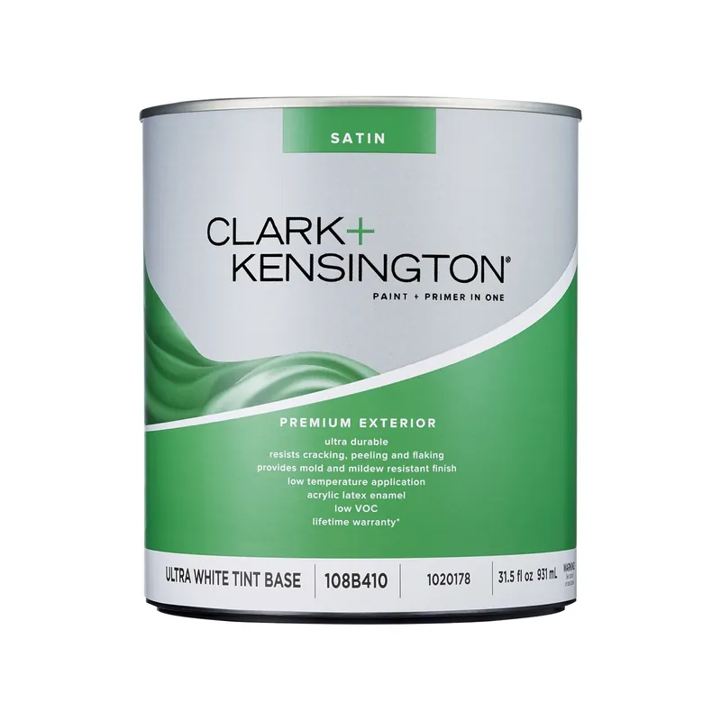 Clark+kensington Satin Tint Base Ultra White Premium Exterior Paint 1 Quart