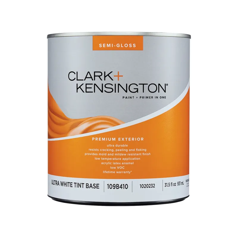 Semi-gloss Ultra White Base Premium Exterior Paint + Primer 1 Quart