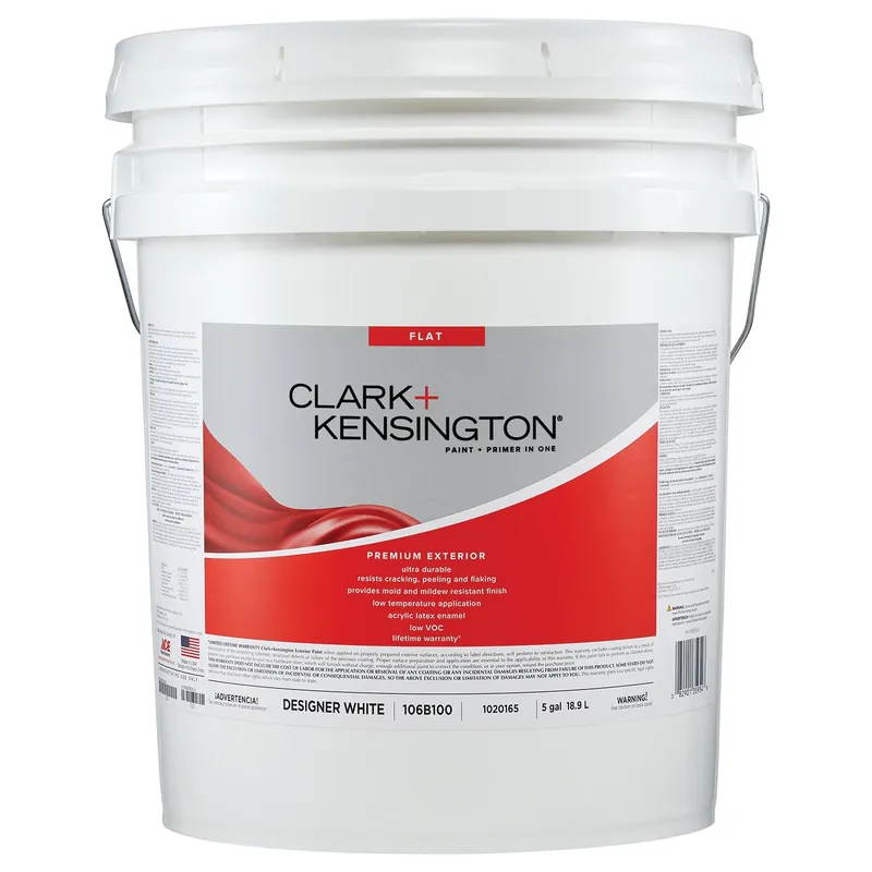 Flat Designer White Exterior Paint And Primer 5 Gallon