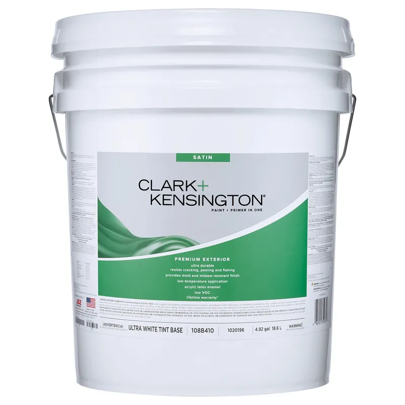 Satin Ultra White Base Premium Exterior Paint + Primer 5 Gallon