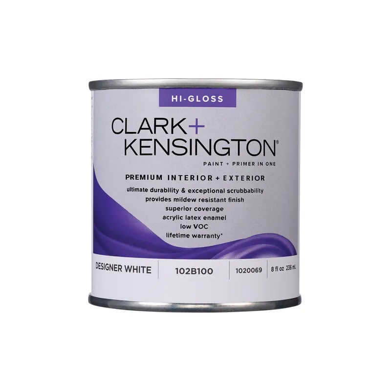 Clark+kensington High-gloss Designer White Premium Paint 1/2 Pint Interior Exterior