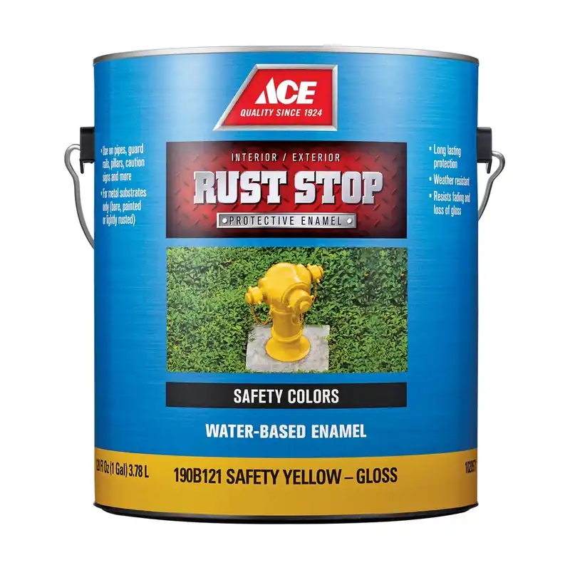 Rust Stop Indoor/outdoor Gloss Safety Yellow Water-based Enamel Rust Preventative Paint 1 Gallon