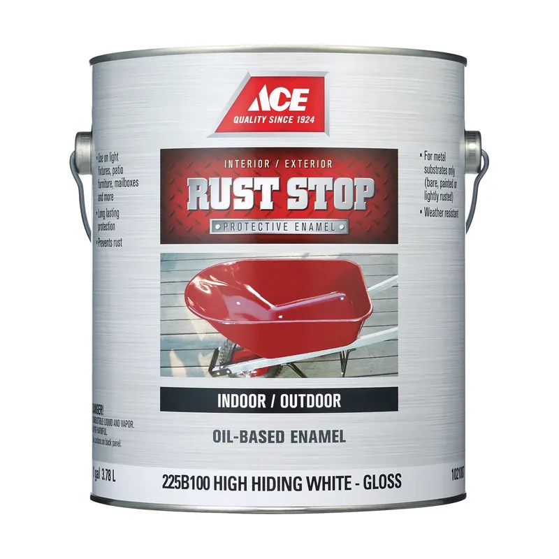 1021087 1 Gal Rust Stop Indoor & Outdoor Gloss High-Hiding White Oil-Based Enamel Rust Preventative Paint, Pack Of 4