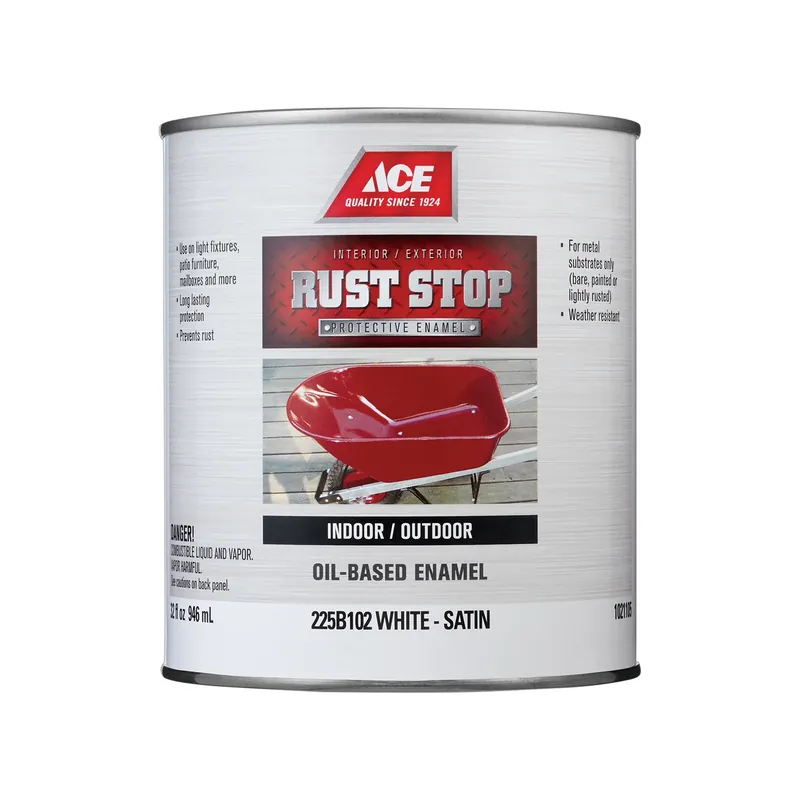 1021105 1 Qt. Rust Stop Indoor & Outdoor Satin White Enamel Rust Prevention Paint, Pack Of 4