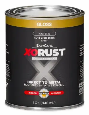 X-O Rust Premium Anti-Rust Oil-Base Enamel, Black Gloss, 1 Qt.