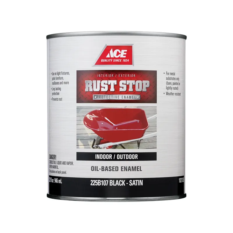 Rust Stop Indoor/outdoor Satin Black Oil-based Enamel Rust Preventative Paint 1 Quart