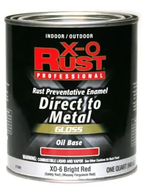 X-O Rust Premium Anti-Rust Oil-Base Enamel, Bright Red Gloss, 1 Qt.