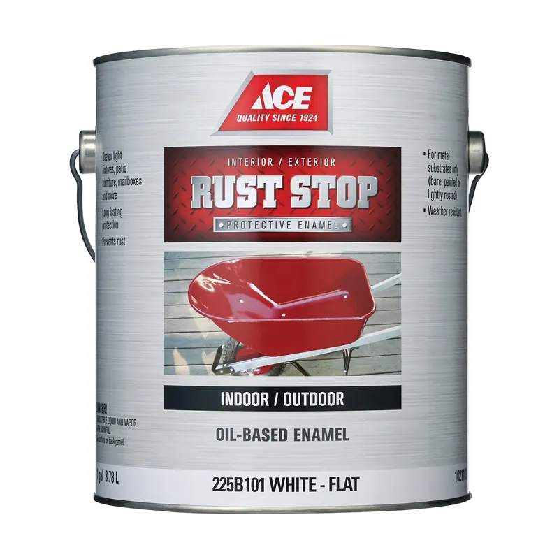 Rust Stop Indoor And Outdoor Flat White Oil-based Enamel Rust Preventative Paint 1 Gallon