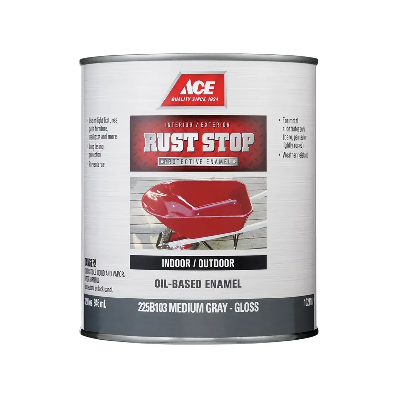 Rust Stop Indoor/outdoor Gloss Medium Gray Oil-based Enamel Rust Preventative Paint 1 Quart