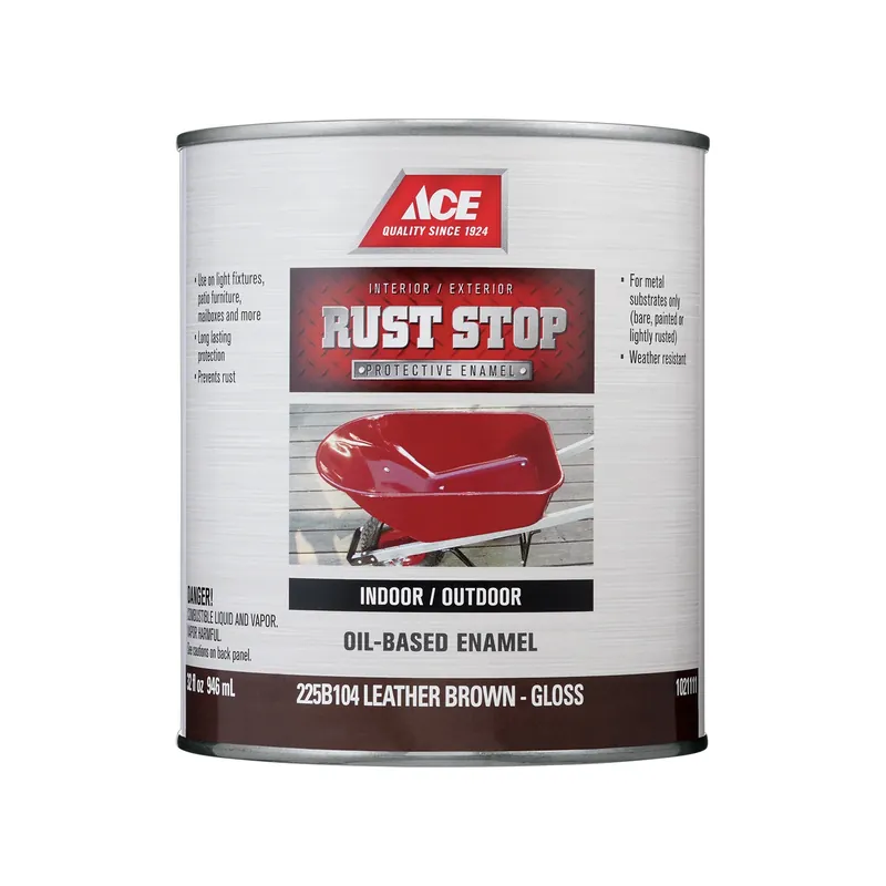 1021111 1 Qt. Rust Stop Indoor & Outdoor Gloss Leather Brown Oil-Based Enamel Rust Preventative Paint, Pack Of 4