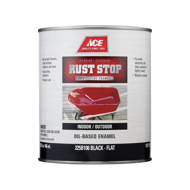 Rust Stop Indoor And Outdoor Flat Black Oil-based Enamel Rust Preventative Paint 1 Quart