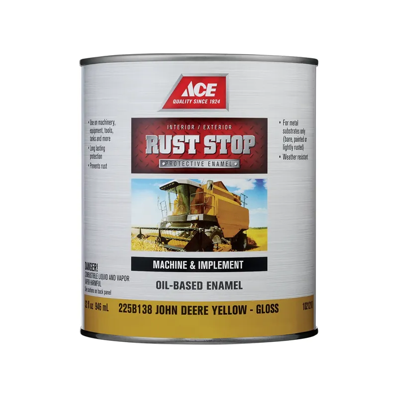 Rust Stop Indoor/outdoor Gloss John Deere Yellow Oil-based Enamel Rust Preventative Paint 1 Quart