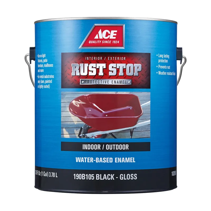 Rust Stop Indoor/outdoor Gloss Black Water-based Enamel Rust Preventative Paint 1 Gallon