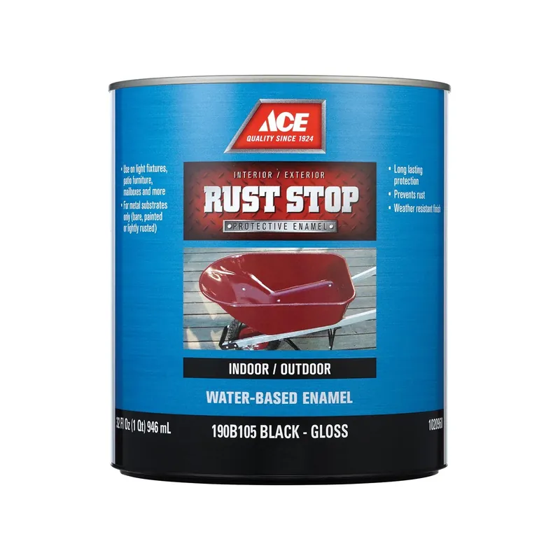 Ace Rust Stop Gloss Black Water-based Enamel Rust Preventative Paint 1 Quart