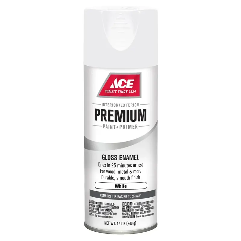 Premium Gloss White Enamel Spray Paint + Primer 12 Oz - Fast Drying & Durable Finish