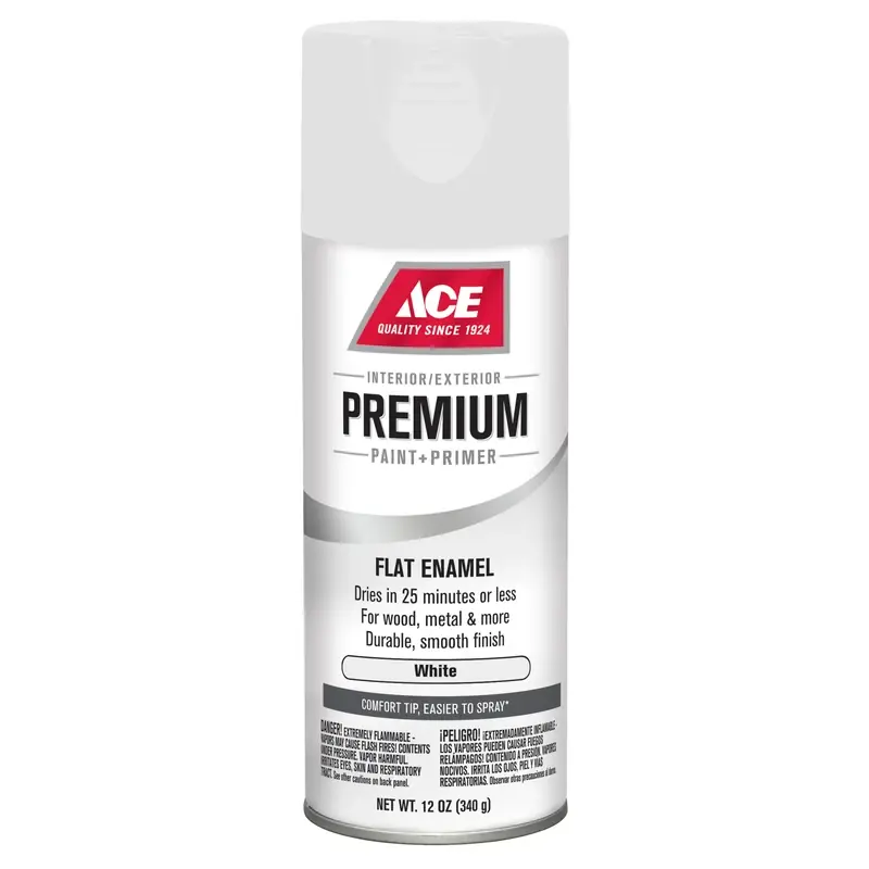 Premium Flat White Enamel Spray Paint + Primer 12 Oz - Durable Finish