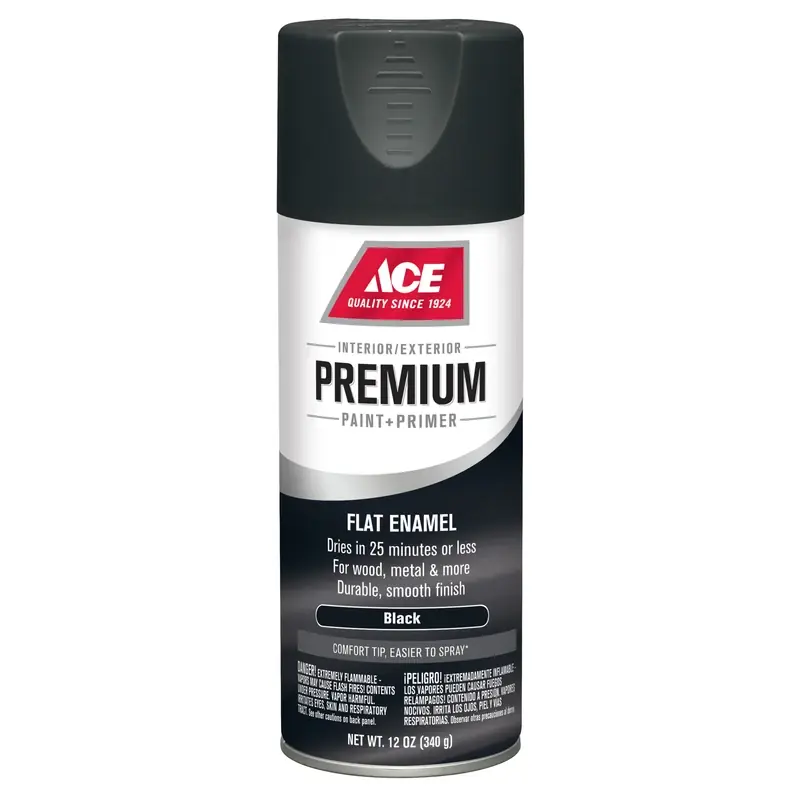 Premium Flat Black Enamel Spray Paint With Primer 12 Oz - Fast Drying & Durable Finish