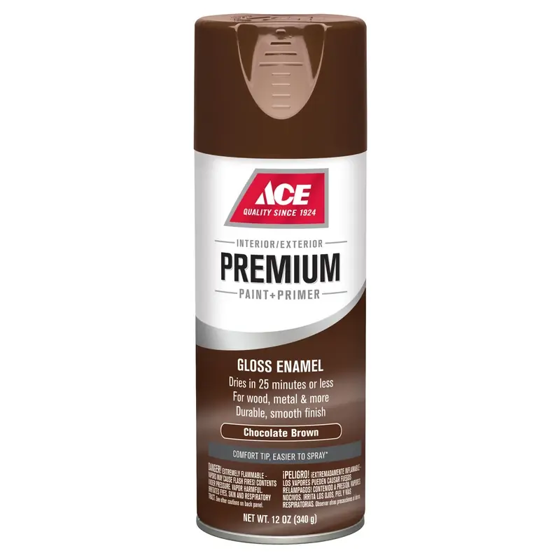 Premium Gloss Chocolate Brown Enamel Spray Paint + Primer 12 Oz - Fast Drying & Durable