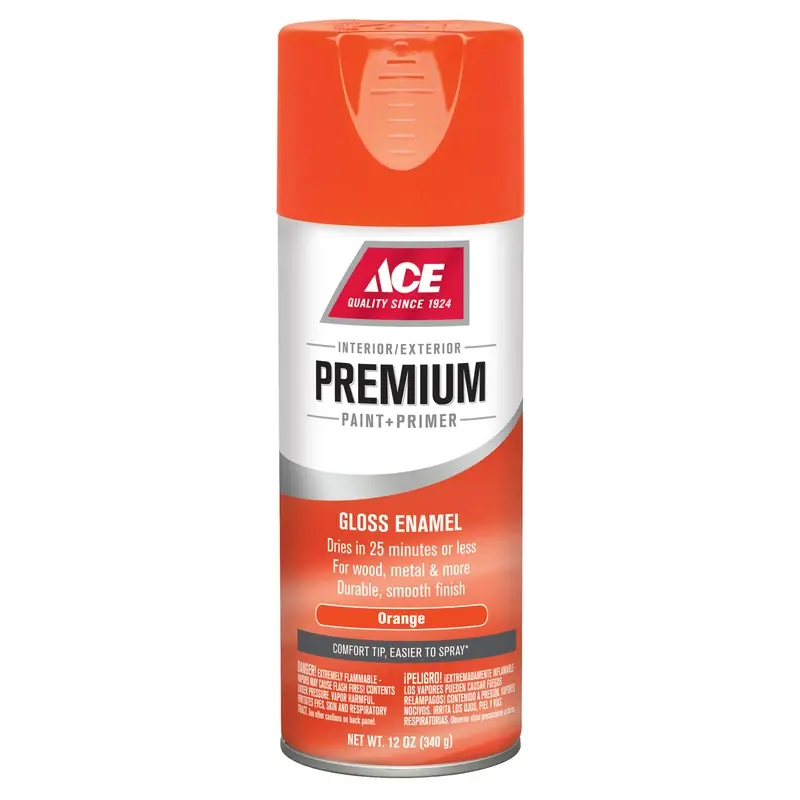 Premium Gloss Orange Enamel Spray Paint + Primer 12 Oz - Fast Drying & Durable Finish