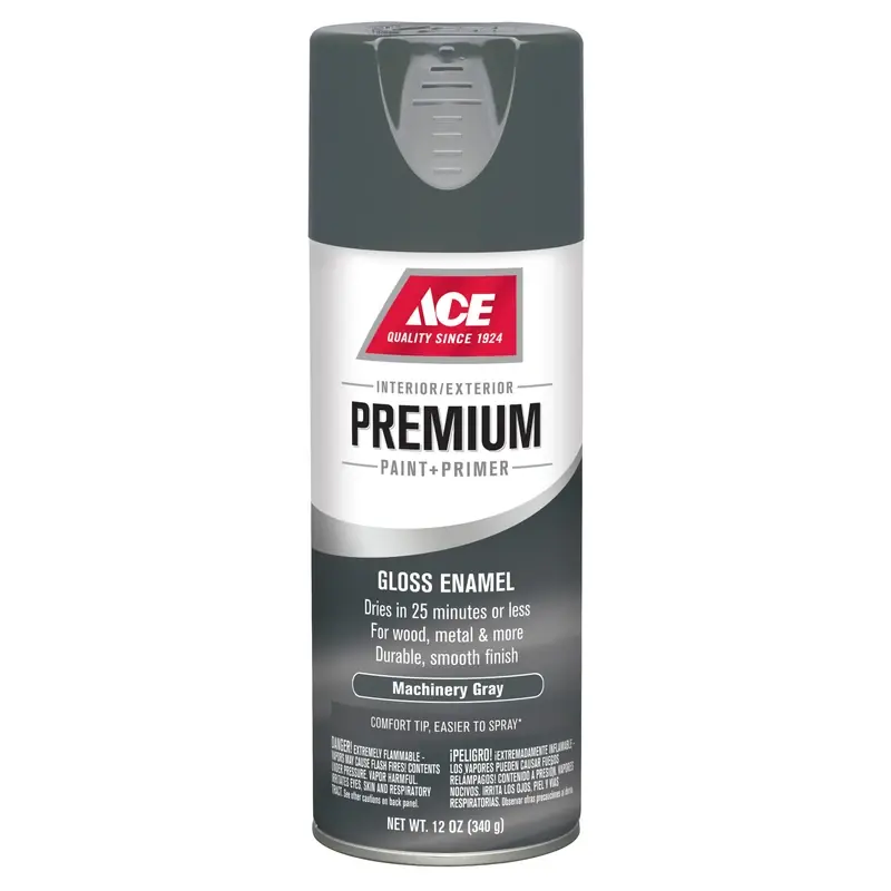 Premium Gloss Machinery Gray Enamel Spray Paint + Primer 12 Oz - Fast Drying & Durable