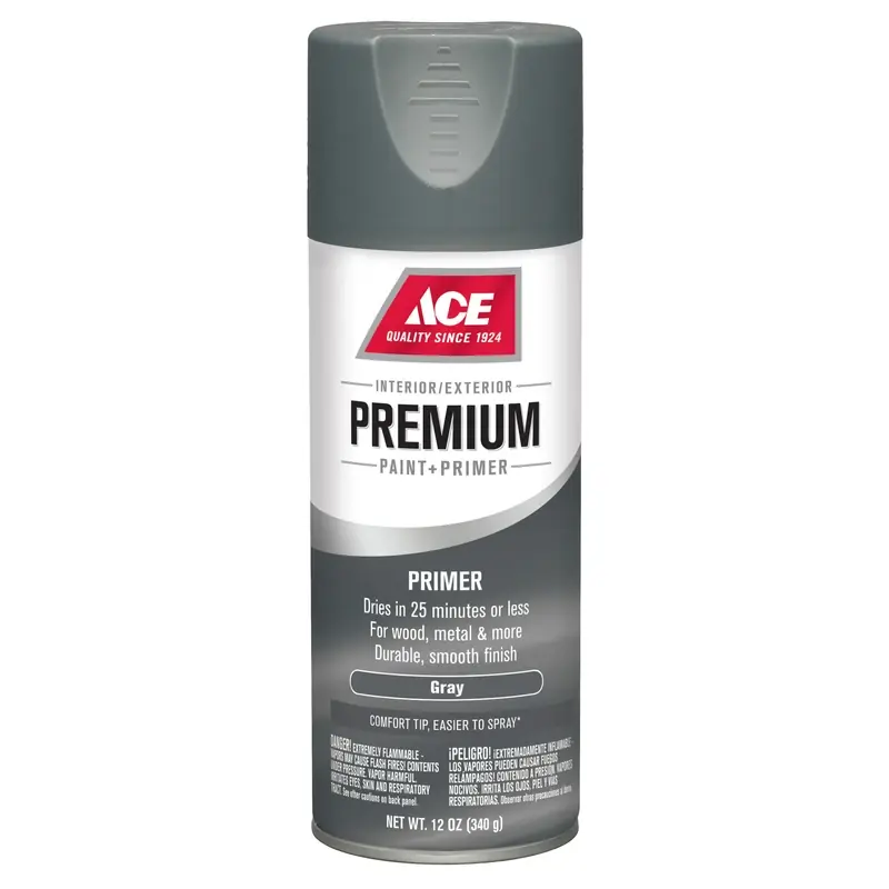 Premium Gray Enamel Spray Primer 12 Oz - Smooth Finish For Wood & Metal