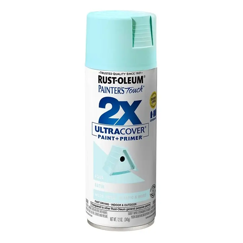 Rust-Oleum Painter‘s Touch 2X Ultra Cover Satin Aqua Paint+Primer Spray Paint 12 Oz
