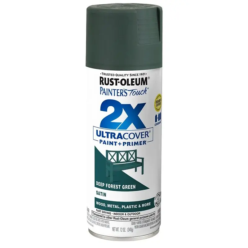 Rust-Oleum Painter‘s Touch 2X Ultra Cover Satin Deep Forest Paint+Primer Spray Paint 12 Oz