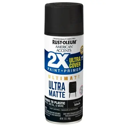 Rust-oleum American Accents 2x Ultra Cover Ultra Matte Black Spray Paint And Primer 12 Oz