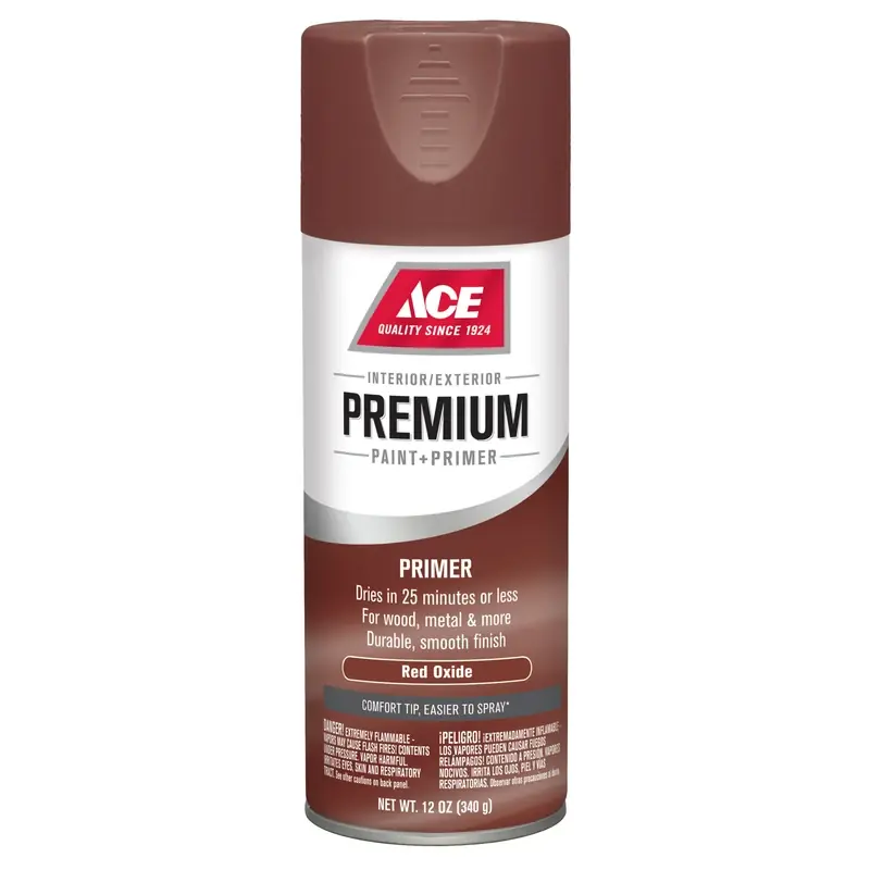 Premium Smooth Red Oxide Enamel Spray Paint + Primer 12 Oz - Fast Drying & Durable Finish
