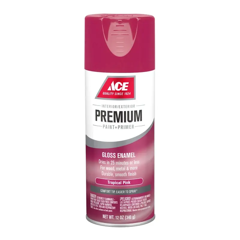 Premium Gloss Tropical Pink Paint + Primer Enamel Spray 12 Oz - Durable Finish