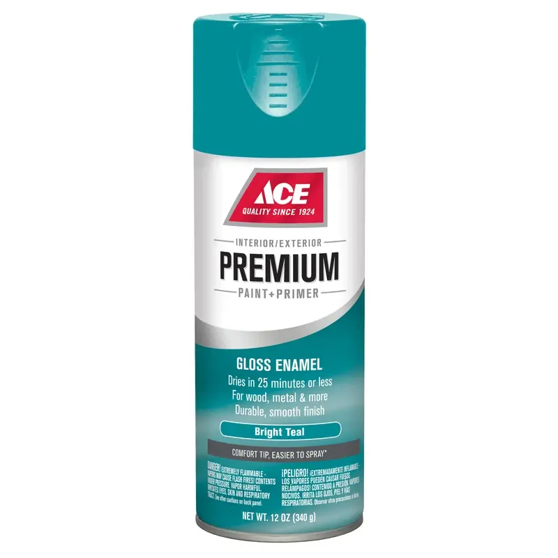 Premium Gloss Bright Teal Paint + Primer Enamel Spray 12 Oz - Durable Finish