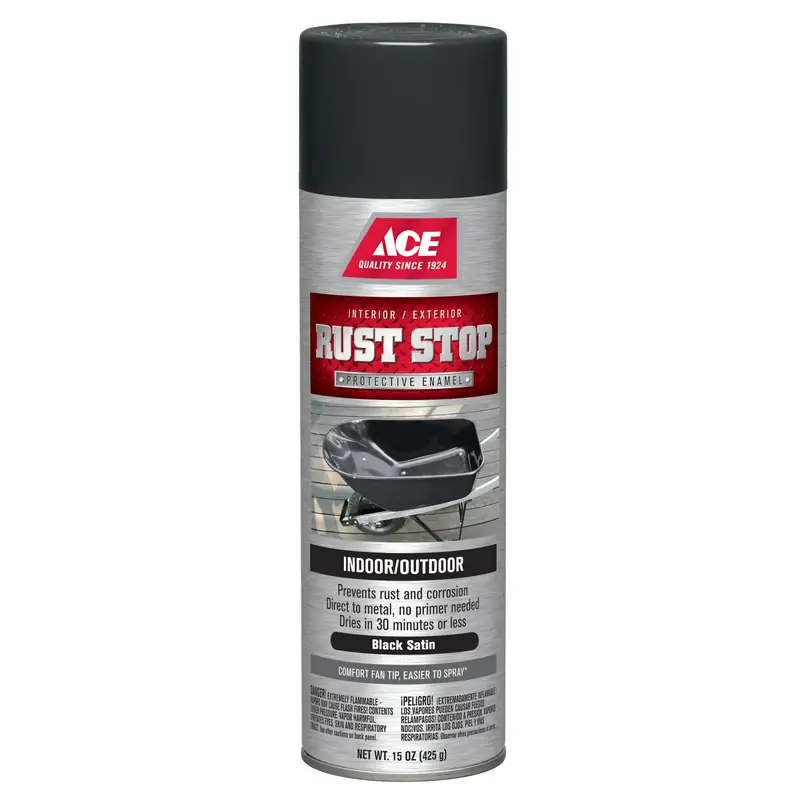 Rust Stop Satin Black Protective Enamel Spray Paint 15 Oz - Superior Rust Protection