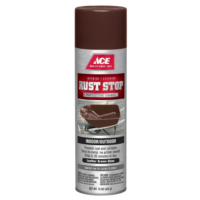Rust Stop Gloss Leather Brown Protective Enamel Spray Paint 15 Oz - Superior Rust Protection