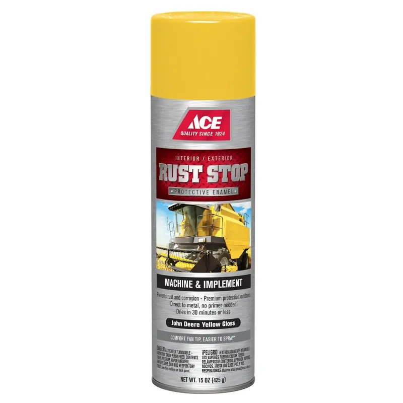 Rust Stop Gloss John Deere Yellow Protective Enamel Spray Paint 15 Oz For Metal