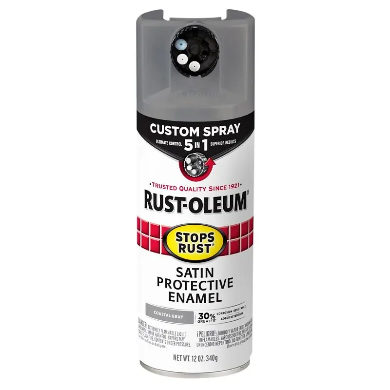 Stops Rust Custom Spray 5-in-1 Spray Paint, Satin Coastal Gray, 12 Oz.