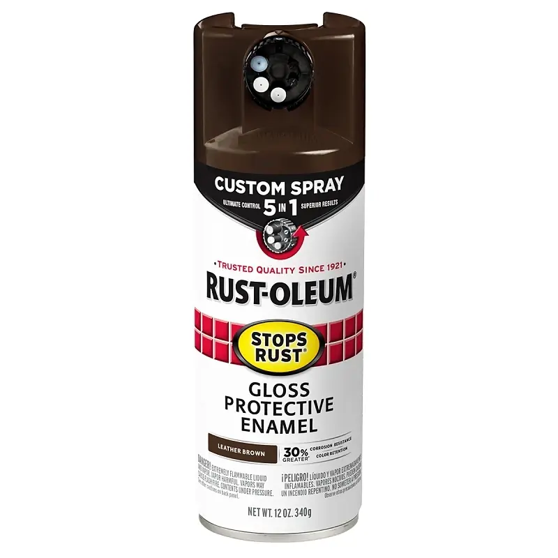 Stops Rust Custom Spray 5-in-1 Spray Paint, Gloss Leather Brown, 12 Oz.