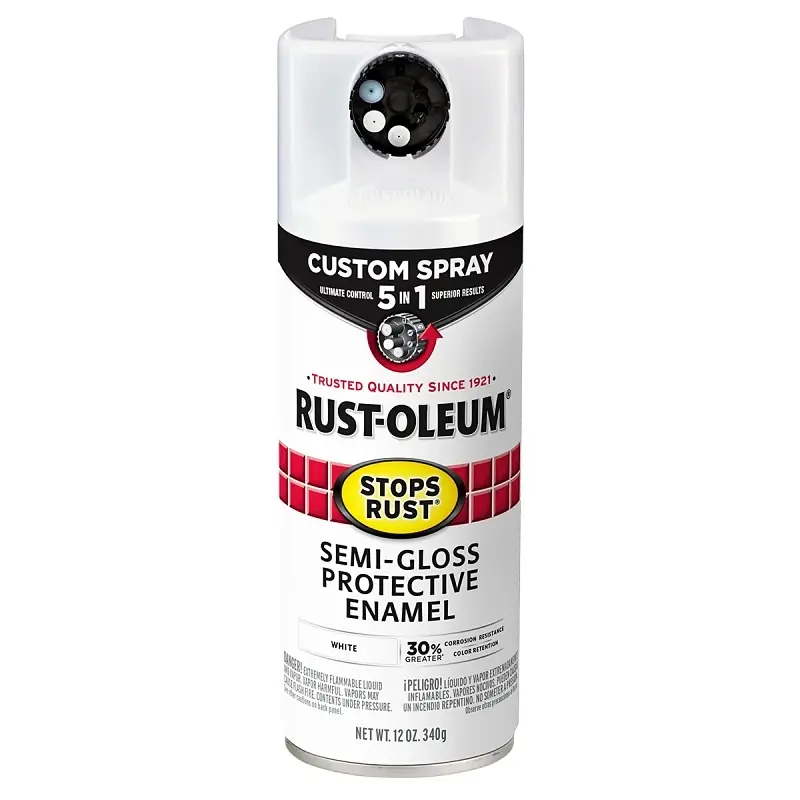 Stops Rust Custom Spray 5-in-1 Spray Paint, Semi-Gloss White, 12 Oz.