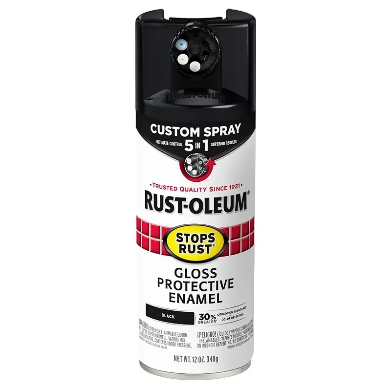 Stops Rust Custom Spray 5-in-1 Spray Paint, Gloss Black, 12 Oz.
